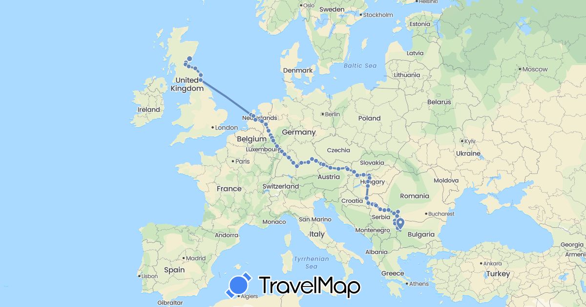 TravelMap itinerary: cycling in Germany, United Kingdom, Netherlands (Europe)